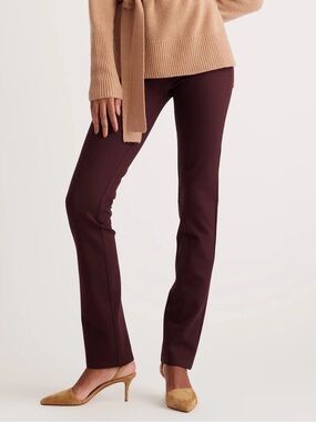 Quince Ultra-Stretch Ponte Straight Leg Pants Burgundy M 30” Inseam Work Career